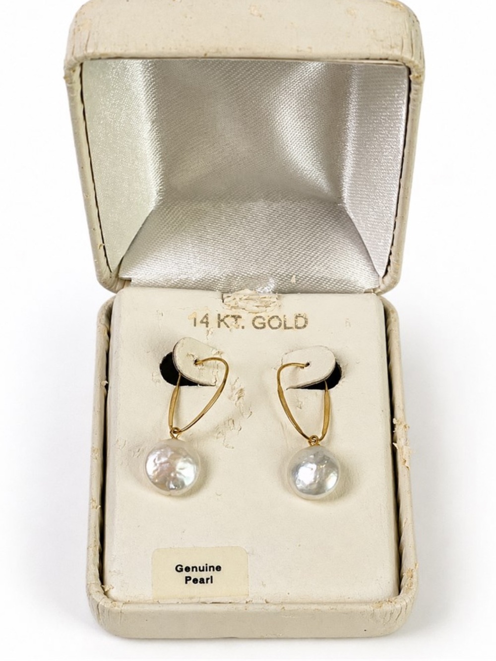 14K Gold Pearl Dangle Earrings 1.50 grams